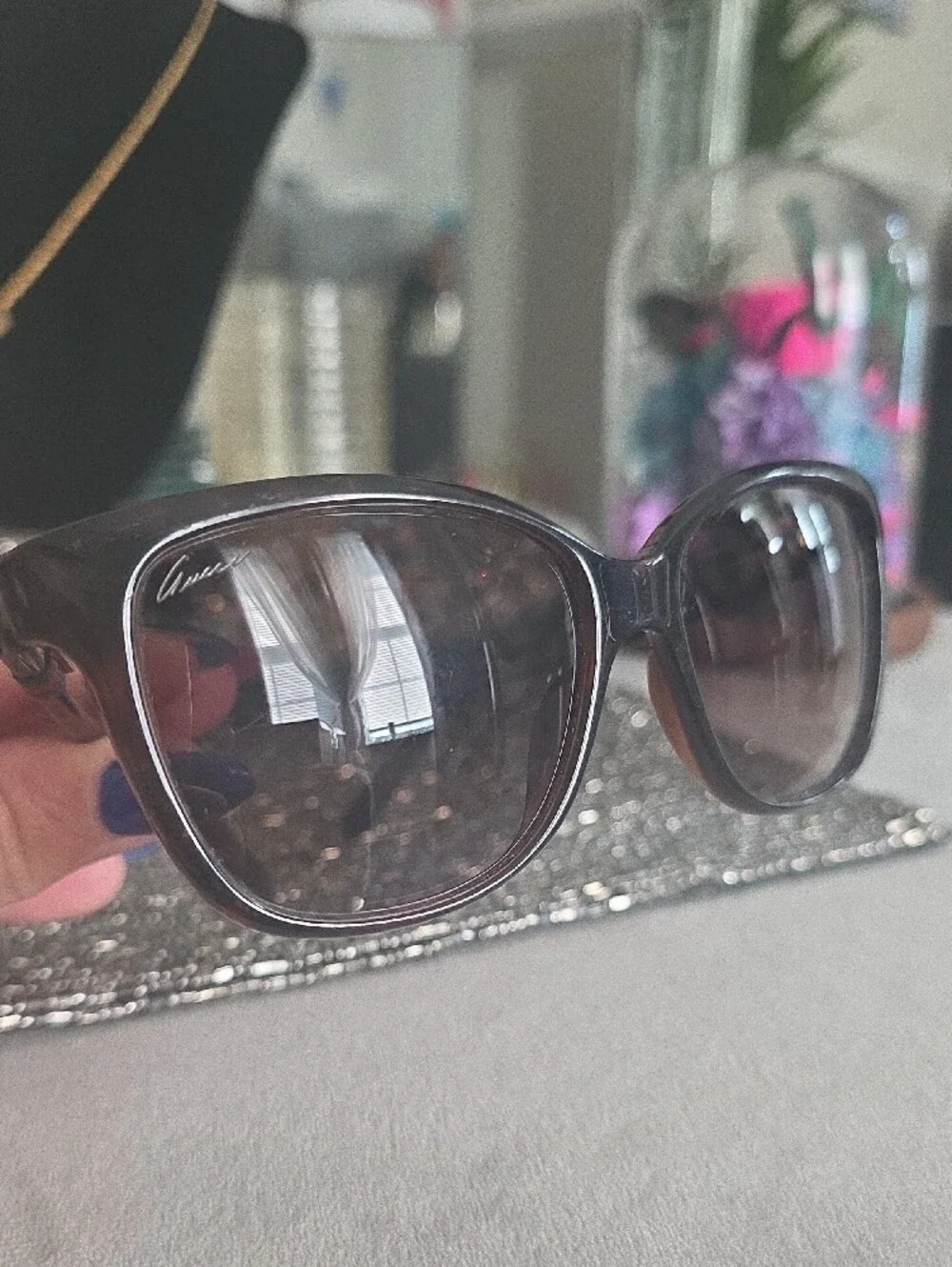 Gucci Brown Tortoiseshell Sunglasses with Dark Brown Lenses